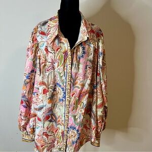 Vibrant Multicolored SHEIN Curves Floral Blouse with Puffy Sleeve 4XL
